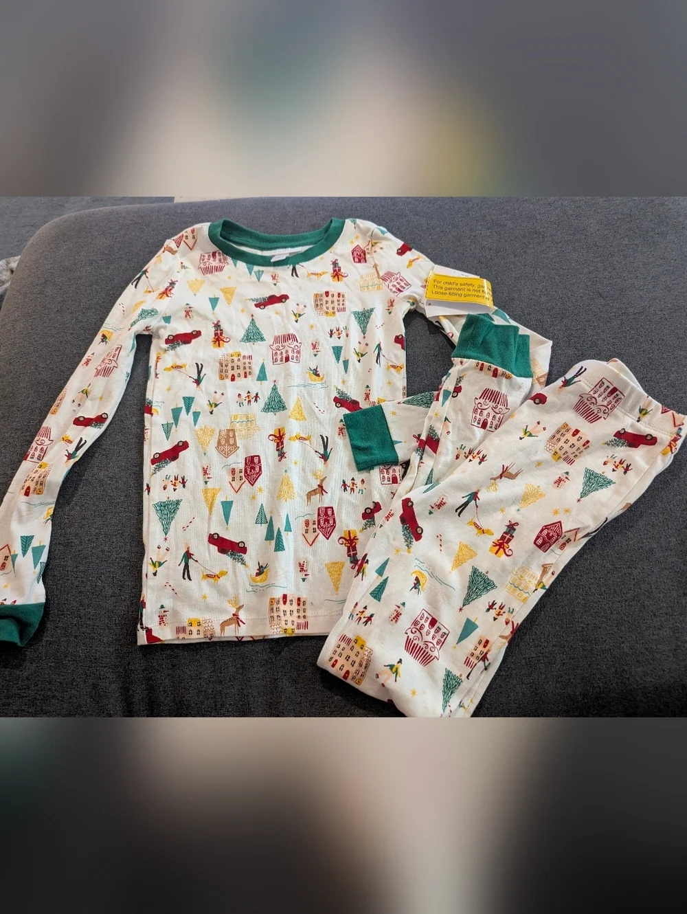 LC Lauren Conrad Kids Holiday Pajama Set in White, Green, Red, Gold